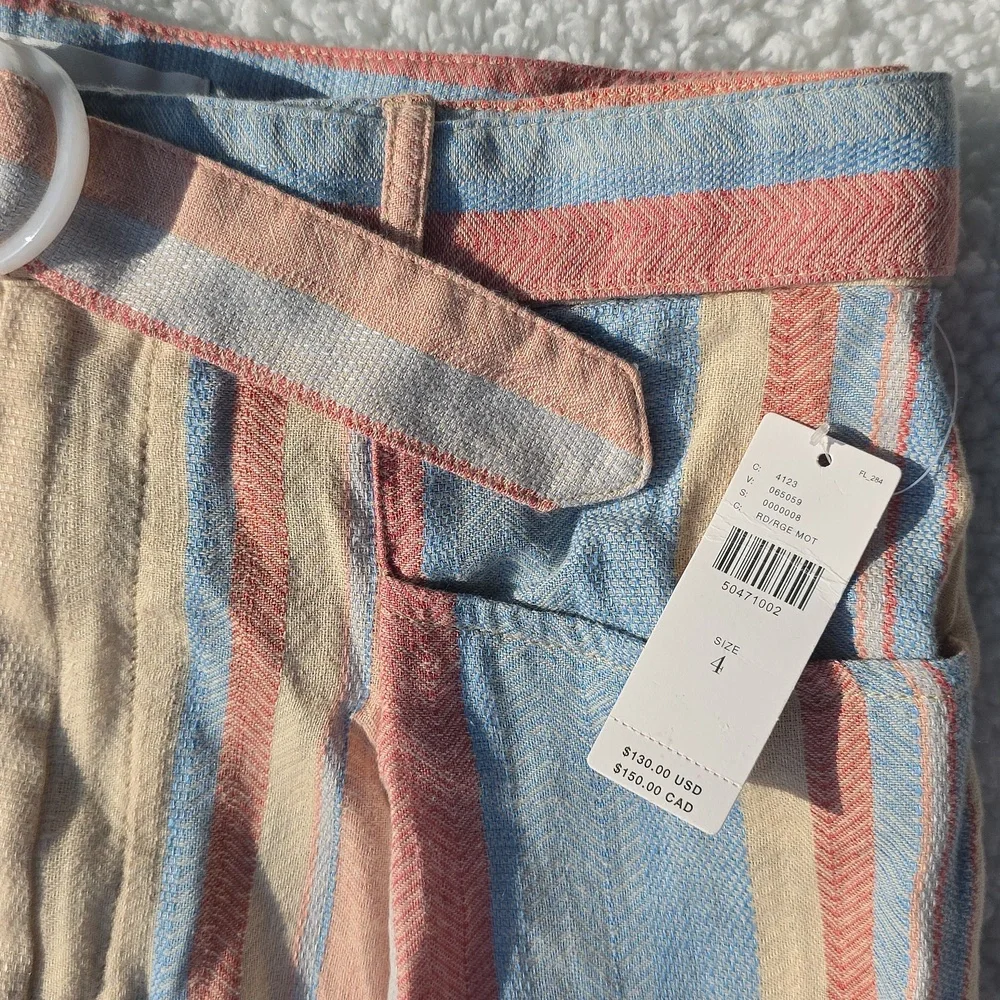 NWT Anthropologie Wide Leg Linen/Cotton Striped Pants Yellow Blue Orange Red Sz4 - Picture 11 of 17